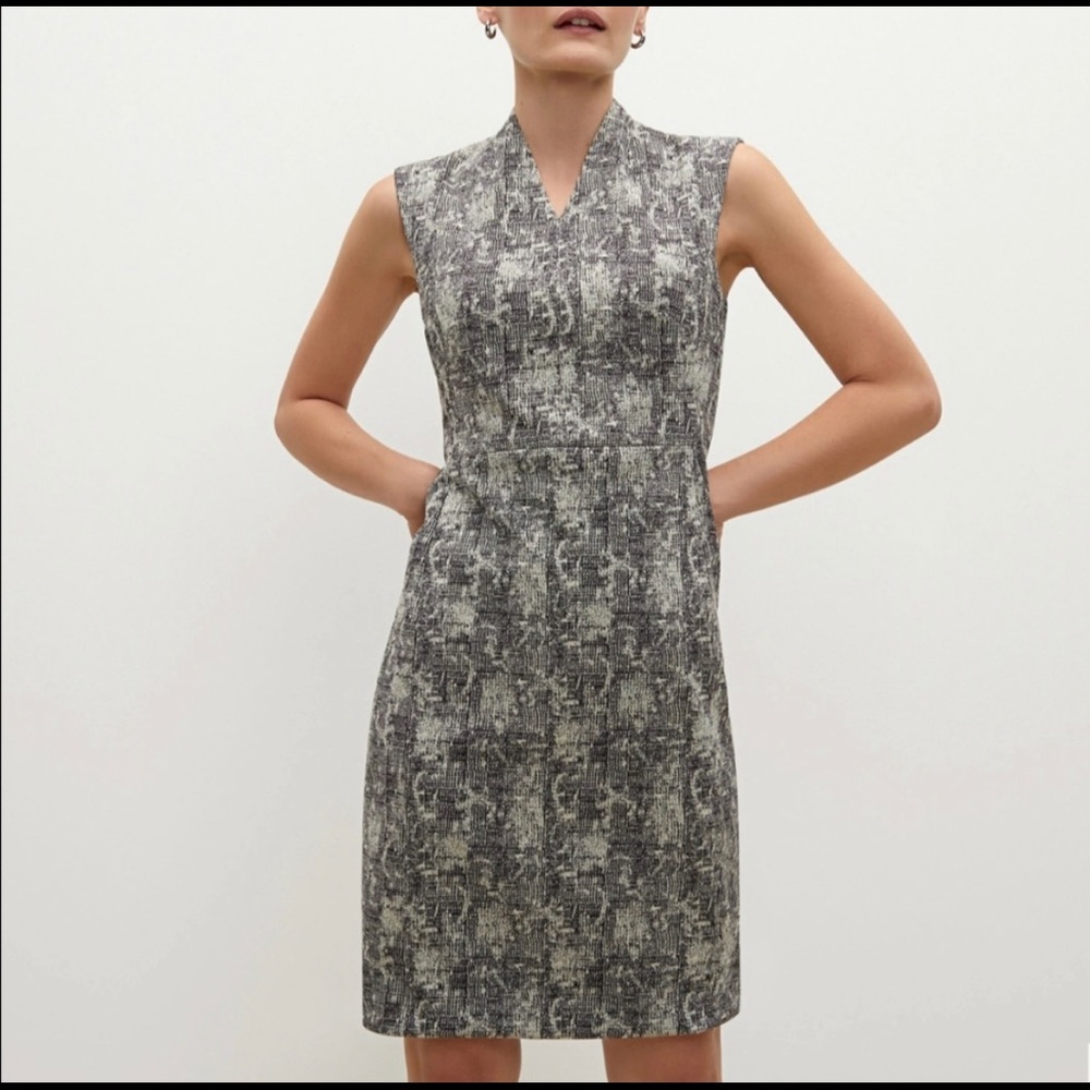 MM. LaFleur Sleeveless Gray-Patterned Mini Dress